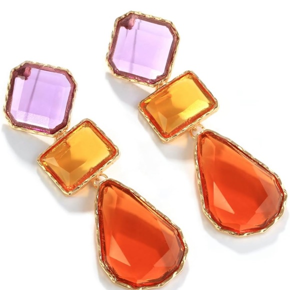 Zara Multicolor Drop Statement Earrings - Picture 4 of 4